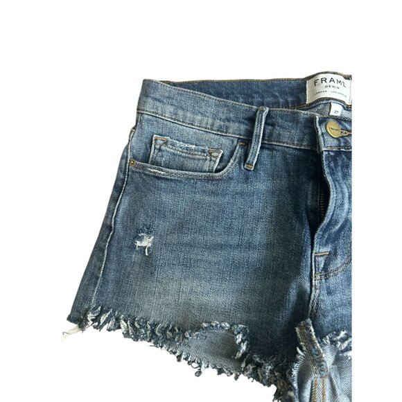 FRAME Light Wash Cutoff Studded Trim Denim Shorts Size 27 - Picture 5 of 9